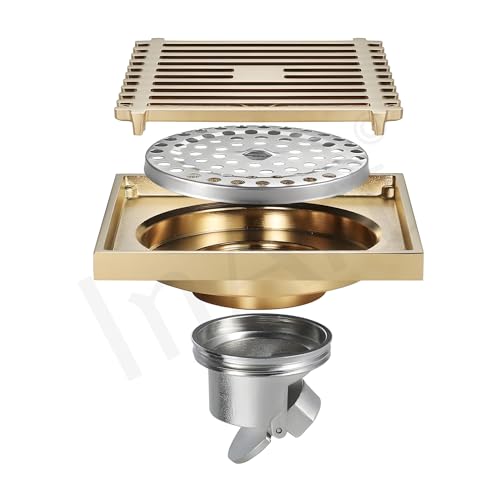 InArt Antique Brass Floor Drain Jali with Anti-Foul Cockroach Trap for Bathroom & Kitchen | Easy Clean, Durable, Fits 4" Pipes, Bronze Finish (Antique 1) - 5 Year Warranty - Image 4