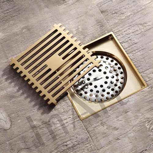 InArt Antique Brass Floor Drain Jali with Anti-Foul Cockroach Trap for Bathroom & Kitchen | Easy Clean, Durable, Fits 4" Pipes, Bronze Finish (Antique 1) - 5 Year Warranty - Image 1