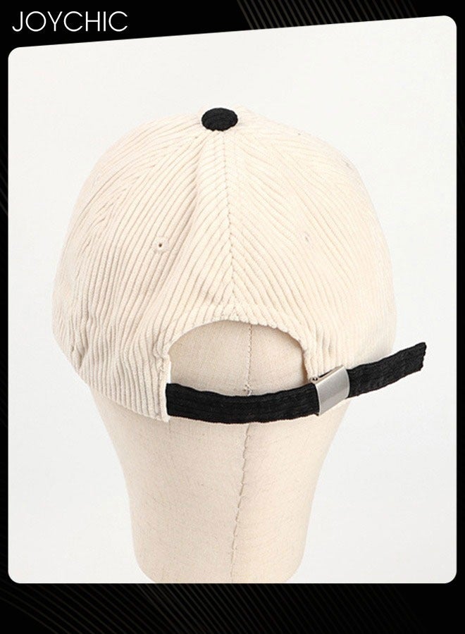 Joychic قبعة بيسبول دافئة للنساء والرجال بأسلوب جديد لخريف وشتاء  مع تطريز حروف وتصميم مدمج، النسخة الكورية، قبعة عصرية متعددة الاستخدامات وقابلة للتعديل باللون الأسود + البيج - Image 5