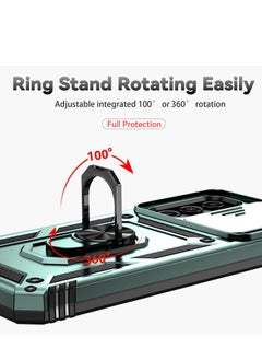 Mmmon Compatible With Samsung Galaxy A54 5G Case,With Metal Ring Kickstand and Camera Slide Cover,Multi-Layer Heavy Duty Full Body Rugged Shockproof for Hard Shell Samsung Galaxy A54 5G,Green  - Image 3