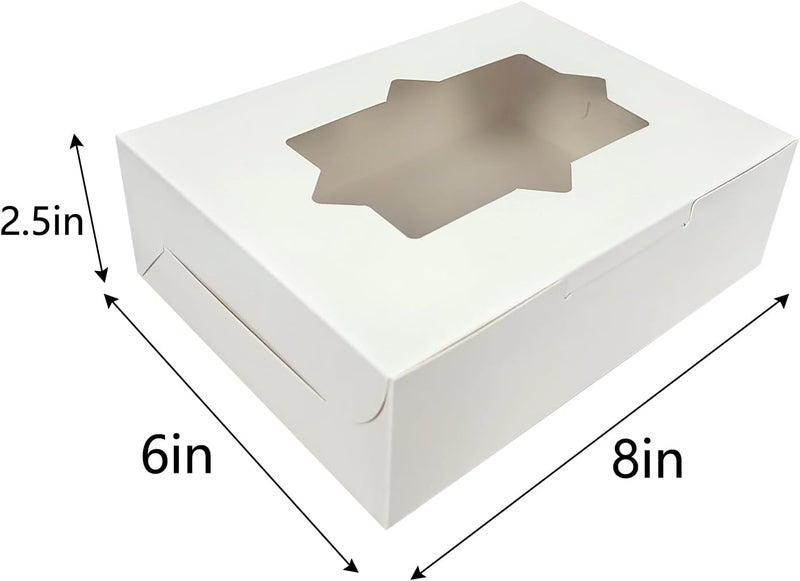 WEI LONG 20pcs White Cookie Boxes Pastry Boxes 8x6x2.5 Inches Bakery Treat Boxes for Chocolate Covered Strawberries,Dessert,Cupcakes,Muffins,Donuts(style D) - Image 4