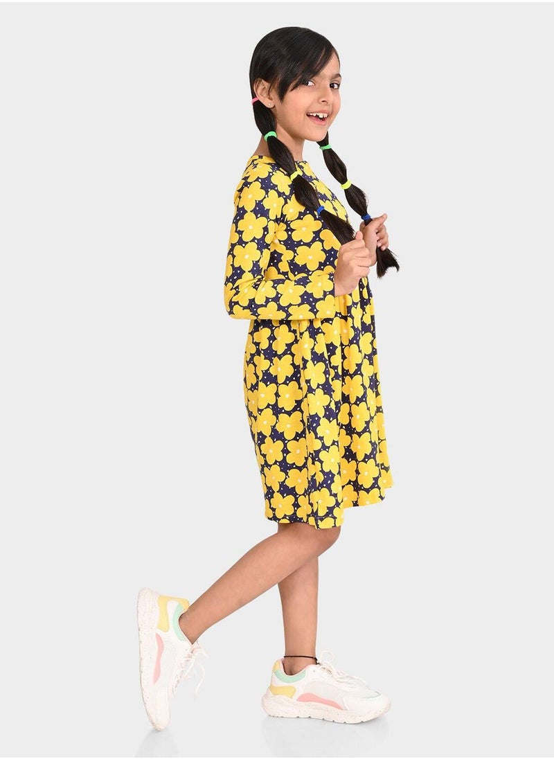 Regular Fit Printed Navy And Multicolour Cotton Dresses For Girls Round Neck Flat Collar Pull On 100 % Cotton - pzsku/Z55526BBDA1D33D45BD1EZ/45/_/1740301005/c887d3d6-5770-4176-99ad-6a922395bfa0