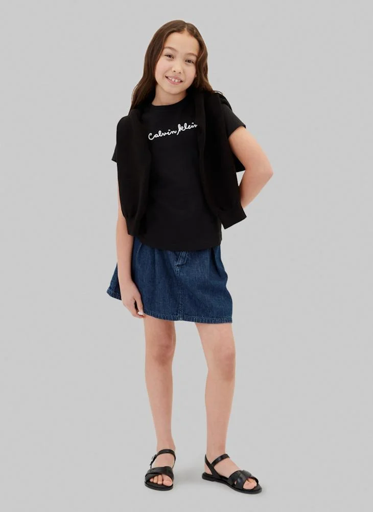 Calvin Klein Jeans  Textured Logo Slim T-Shirt for Women | Best Price UAE