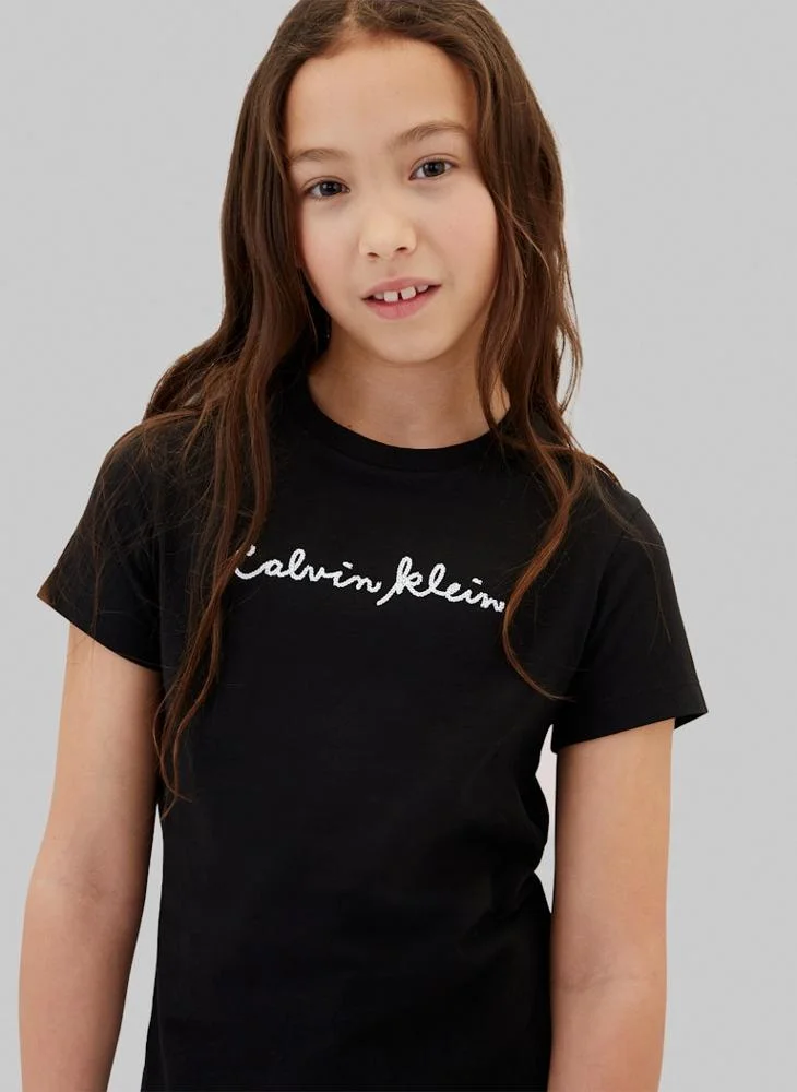 Calvin Klein Jeans  Textured Logo Slim T-Shirt for Women | Best Price UAE