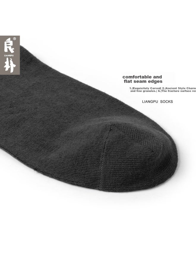 Liangpu Summer Men's Pure Cotton Thin Breathable Mid-calf Socks Comfortable Sweat-absorbing Casual Business Socks - Image 4