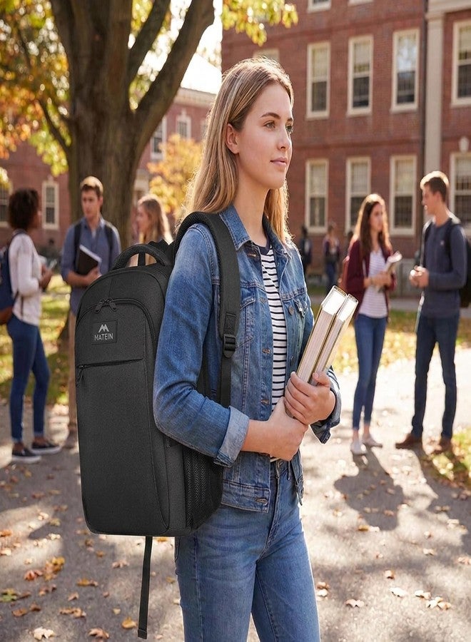 MATEIN 15.6 Inch Laptop Backpack for Men Women, Water Resistant Travel Notebook Bag with USB Charging Port, Anti Theft Business Office Computer Daypack for Work and College, Black - Image 2