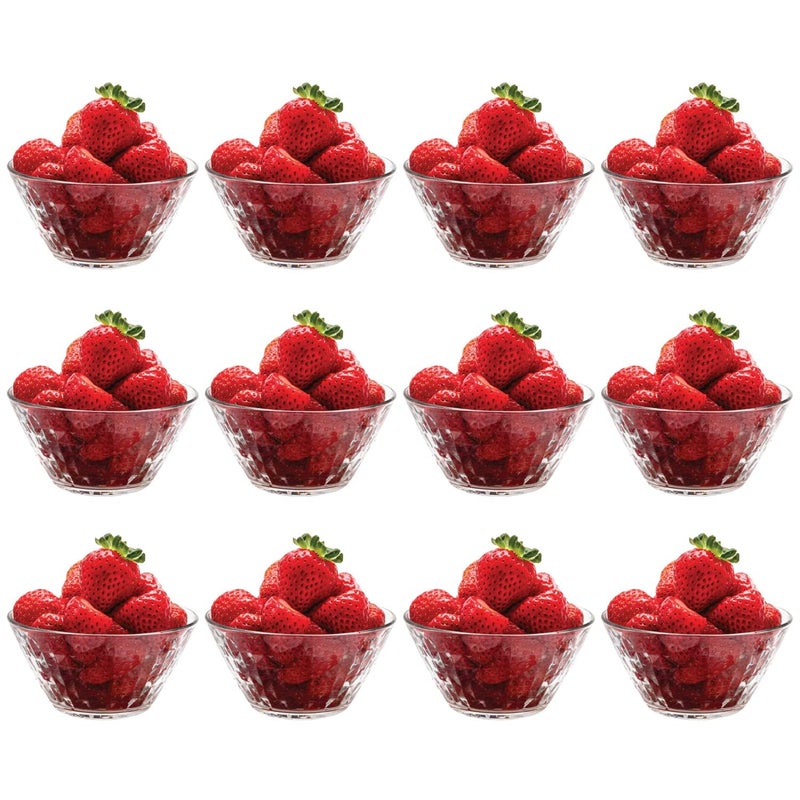 Vikko Glass Bowls Set of 12 Decorative Dessert Bowls 1175 Ounce Glass Dish for Dessert Candy Kitchen Prep Dishwasher Safe