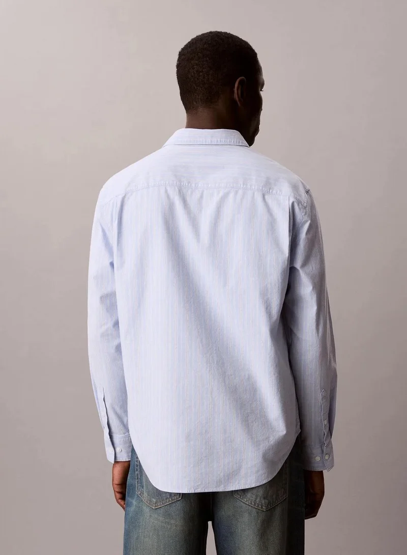 Calvin Klein Bel Air Blue Stripe Relaxed Button-Down Shirt for Men | Best Price UAE