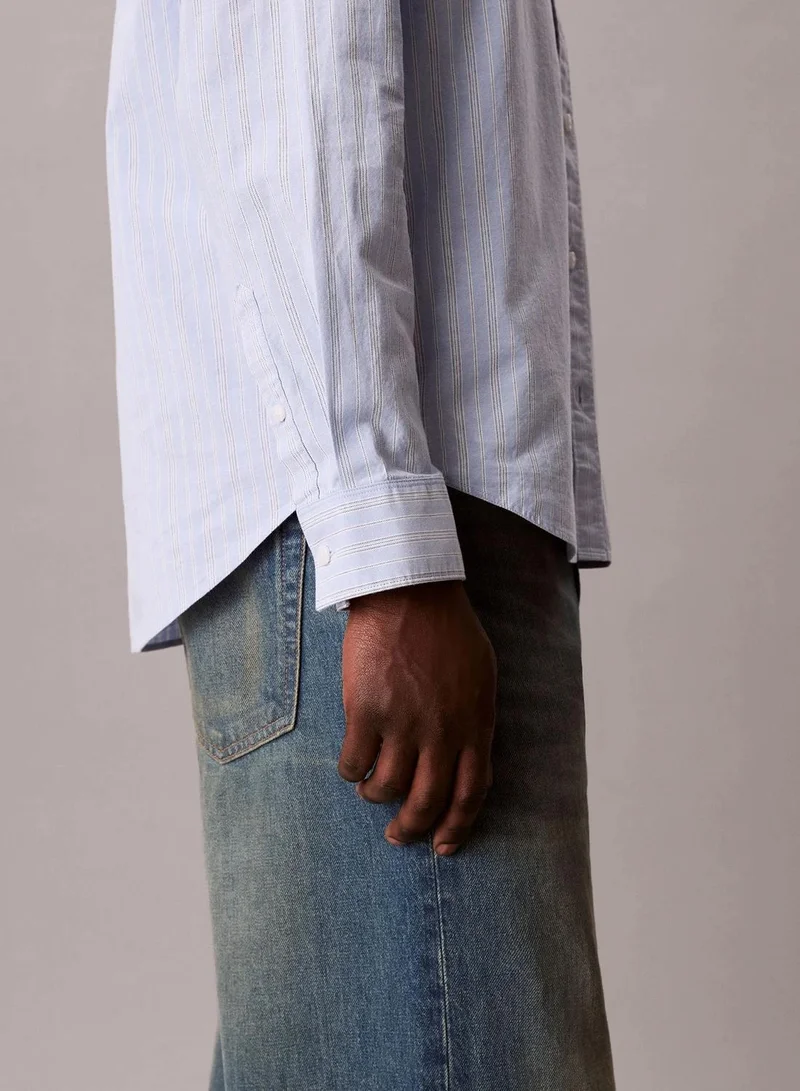 Calvin Klein Bel Air Blue Stripe Relaxed Button-Down Shirt for Men | Best Price UAE