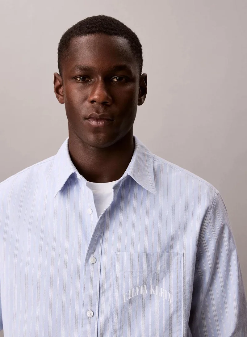 Calvin Klein Bel Air Blue Stripe Relaxed Button-Down Shirt for Men | Best Price UAE