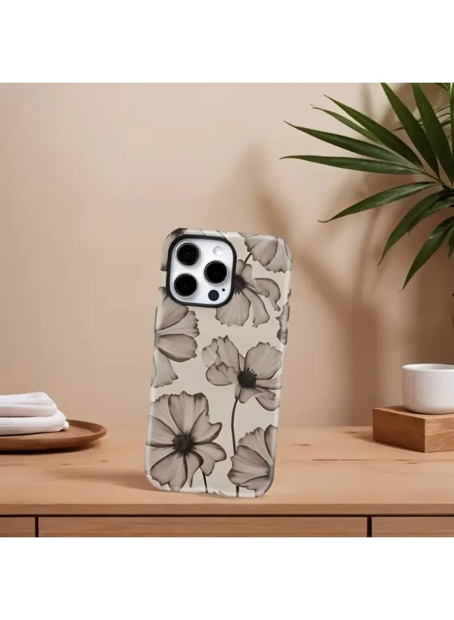 Temu Ink Flower Design Phone Case Durable and Superior Protection Stylish and Glossy Design Dual Shockproof and Scratch Resistant Cover Compatible with iPhone 14 Pro Max - Image 2