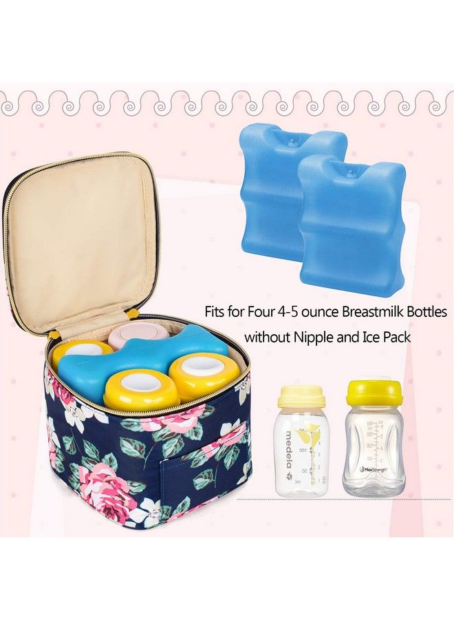 Teamoy Breastmilk Cooler Bag Baby Bottles Bag For Up To 4 Large 5 Ounce Bottles Without Nipple Perfect For Working Mom Mother (Bag Only) Peony  - Image 3