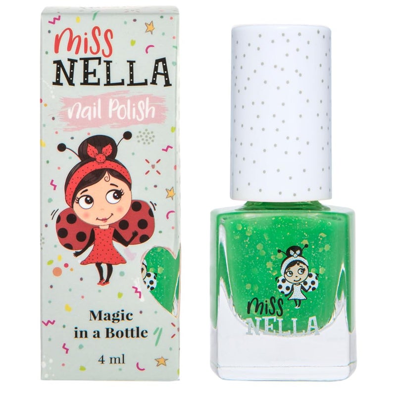 Miss NELLA MISS NELLA KISS THE FROG–Safe Special green Glitter Nail Polish for Kids, Non-Toxic & Odor Free Formula for Children and Toddlers, Natural Water Based for Easy Peel Off