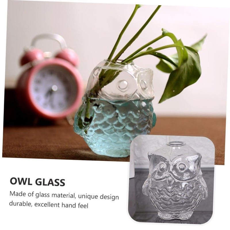 Owl Shaped Glass Hydroponic Plant Vase 9x7 5x8 5cm 2pcs Set Decorative Flower Bottle - Image 4