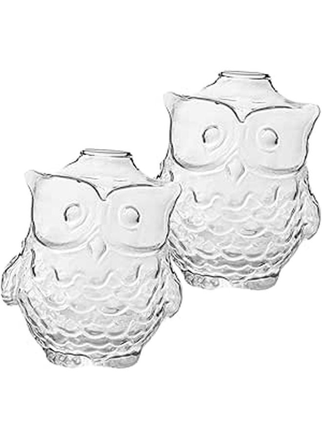 Owl Shaped Glass Hydroponic Plant Vase 9x7 5x8 5cm 2pcs Set Decorative Flower Bottle - Image 1