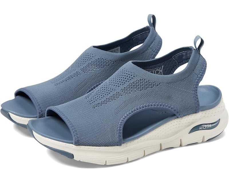 Skechers Women's Arch Fit - City Catch Womens Knit Slip-On Sandals, Slate, 8 - Image 4
