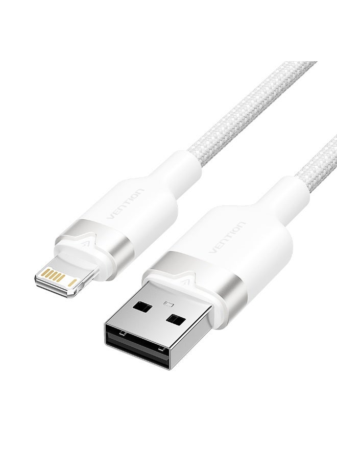 VENTION USB 2.0 Type-A Male to Lightning Male 2.4A Cable 1M White Aluminum Alloy Type Model# LANWF - Image 1