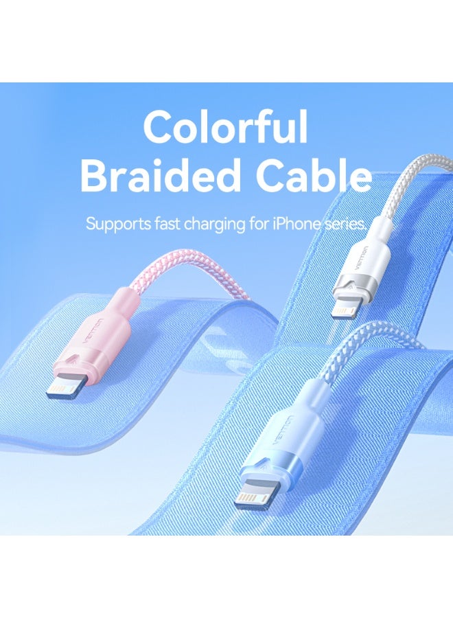 VENTION USB 2.0 Type-A Male to Lightning Male 2.4A Cable 1M White Aluminum Alloy Type Model# LANWF - Image 2