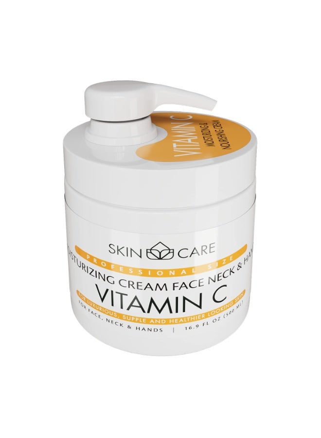 Skin care Skin Care Vitamin C 3-in-1 Moisturizer Face Cream, Neck and Hands - Treatment for Crepey Texture, Wrinkles and Sagging - Daily Lotion for All Skin Types - 16.9 fl. oz. - Image 1