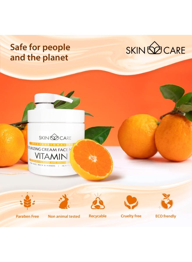 Skin care Skin Care Vitamin C 3-in-1 Moisturizer Face Cream, Neck and Hands - Treatment for Crepey Texture, Wrinkles and Sagging - Daily Lotion for All Skin Types - 16.9 fl. oz. - Image 3