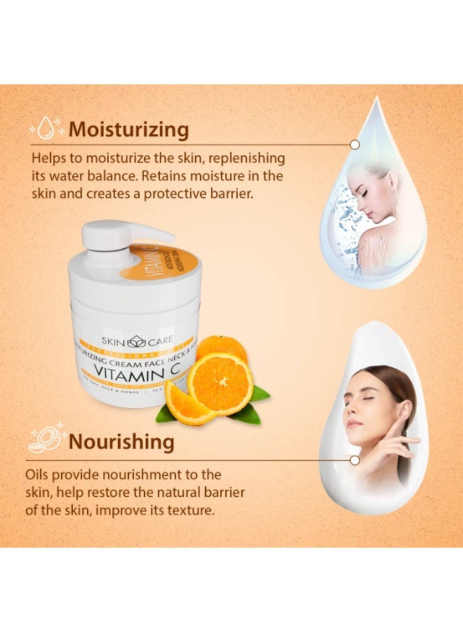 Skin care Skin Care Vitamin C 3-in-1 Moisturizer Face Cream, Neck and Hands - Treatment for Crepey Texture, Wrinkles and Sagging - Daily Lotion for All Skin Types - 16.9 fl. oz. - Image 2