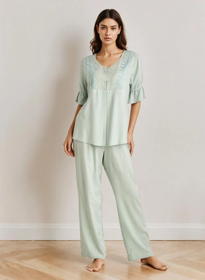 Splash FAV Pyjama Set Button Down Shirt & Trousers Viscose