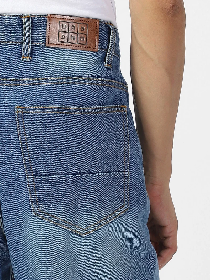 Urbano Fashion  Urbano Fashion Men's Light Blue Loose Baggy Fit Washed Jeans Non-Stretchable for Men | Best Price UAE