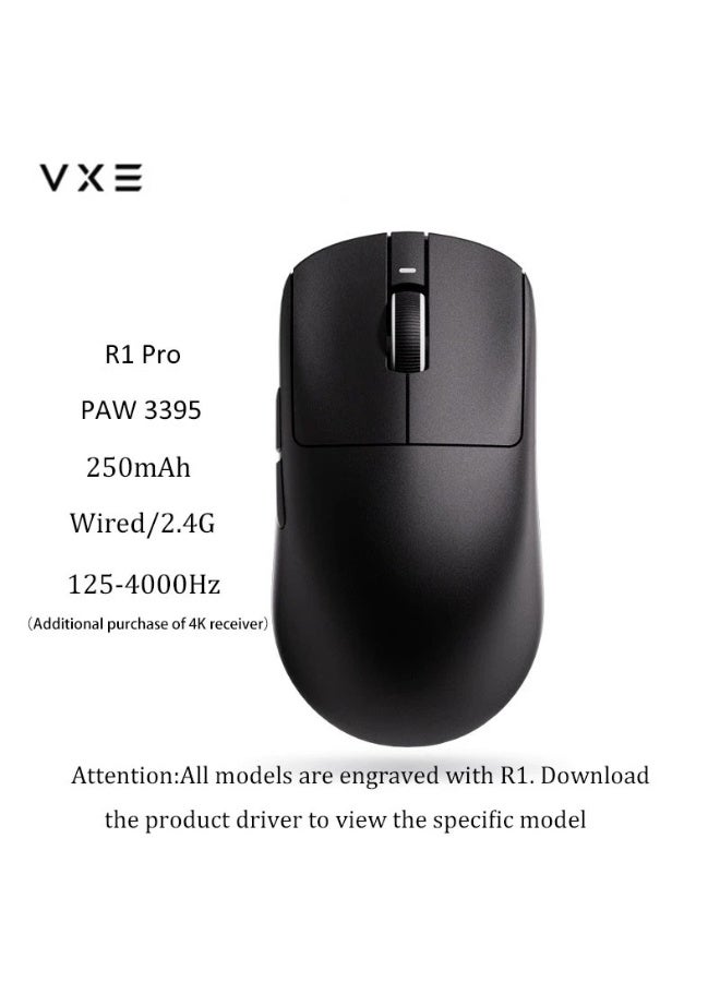في اكس اي ماوس الألعاب اللاسلكي VXE Dragonfly R1 Pro بمستشعر PAW3395 خفيف الوزن وقابل للبرمجة - أسود - Image 3