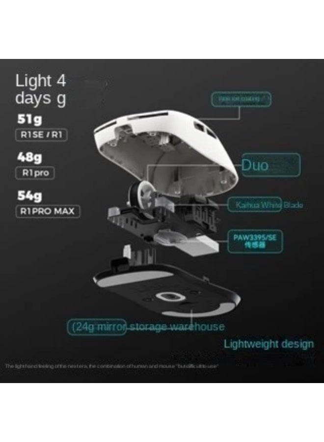 في اكس اي ماوس الألعاب اللاسلكي VXE Dragonfly R1 Pro بمستشعر PAW3395 خفيف الوزن وقابل للبرمجة - أسود - Image 2