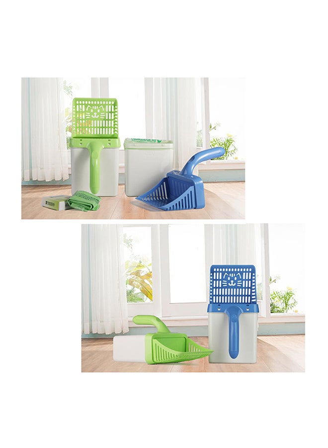 Loquat Cat Litter Cleaning Scoop Tool With 15-Piece Waste Bags Green - Image 3