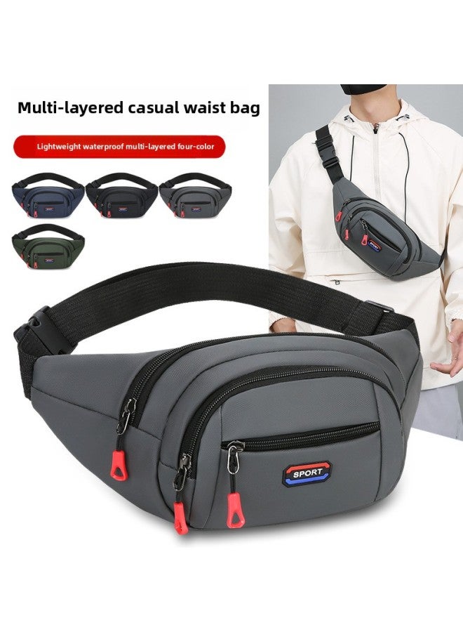 Generic Waist Bag Fashion Sports Shoulder Bag Men's And Women's Chest Bag Korean Style Fashionable Running Fitness Backpack Messenger Bag-Color:106 Black-Size:35*14*5CM - Image 3