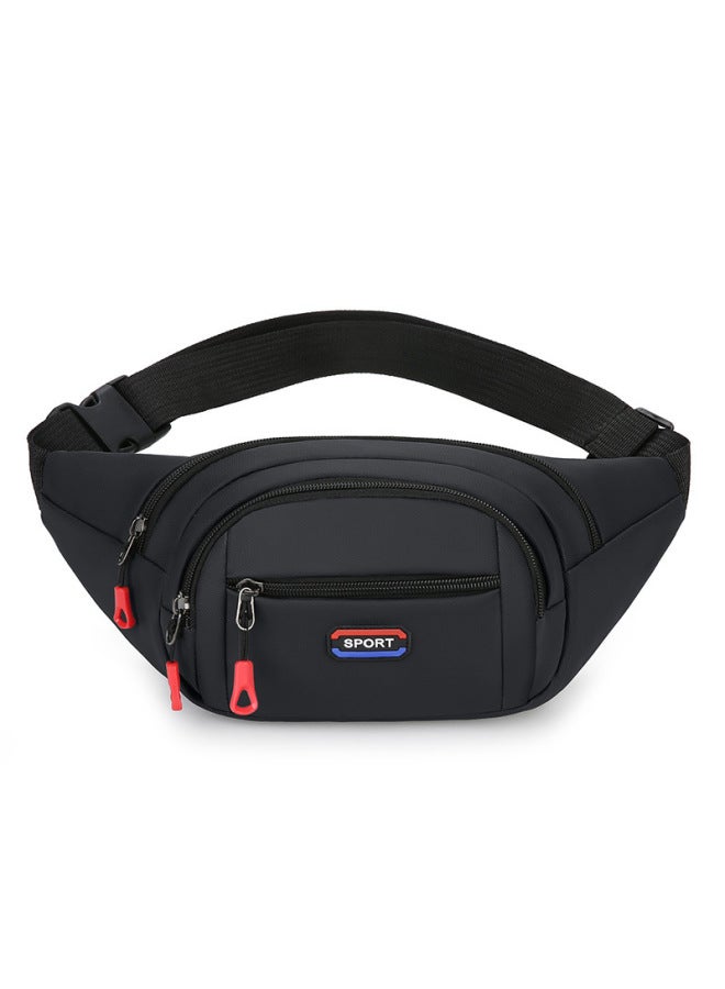 Generic Waist Bag Fashion Sports Shoulder Bag Men's And Women's Chest Bag Korean Style Fashionable Running Fitness Backpack Messenger Bag-Color:106 Black-Size:35*14*5CM - Image 1