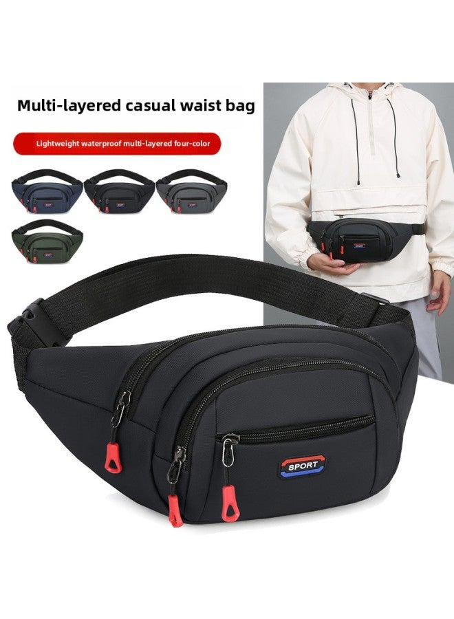 Generic Waist Bag Fashion Sports Shoulder Bag Men's And Women's Chest Bag Korean Style Fashionable Running Fitness Backpack Messenger Bag-Color:106 Black-Size:35*14*5CM - Image 2