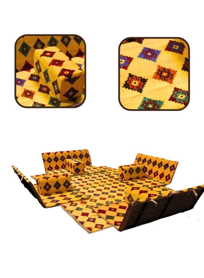 سمارت هوم طقم جلسة أرضية 9 قطع – فرشة أرضية مقاس 300×200 سم مع 4 كراسي أرضية مقاس 120 سم لشخصين و4 مراكي مريحة، جلسة عربية عصرية للمنزل والاستقبال - Image 1