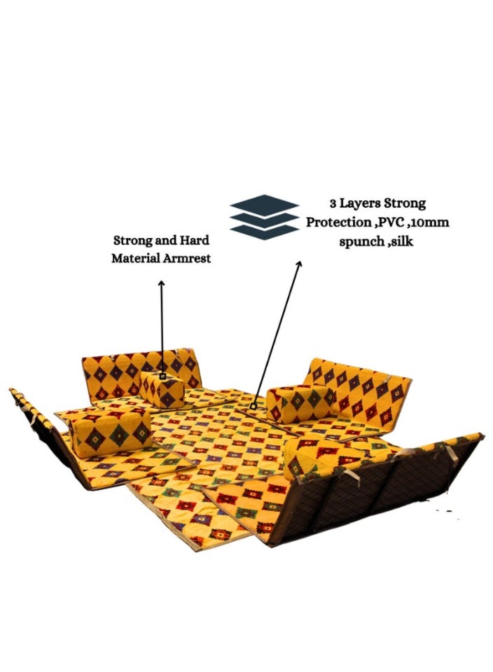 سمارت هوم طقم جلسة أرضية 9 قطع – فرشة أرضية مقاس 300×200 سم مع 4 كراسي أرضية مقاس 120 سم لشخصين و4 مراكي مريحة، جلسة عربية عصرية للمنزل والاستقبال - Image 4