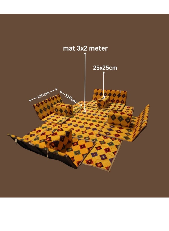سمارت هوم طقم جلسة أرضية 9 قطع – فرشة أرضية مقاس 300×200 سم مع 4 كراسي أرضية مقاس 120 سم لشخصين و4 مراكي مريحة، جلسة عربية عصرية للمنزل والاستقبال - Image 3