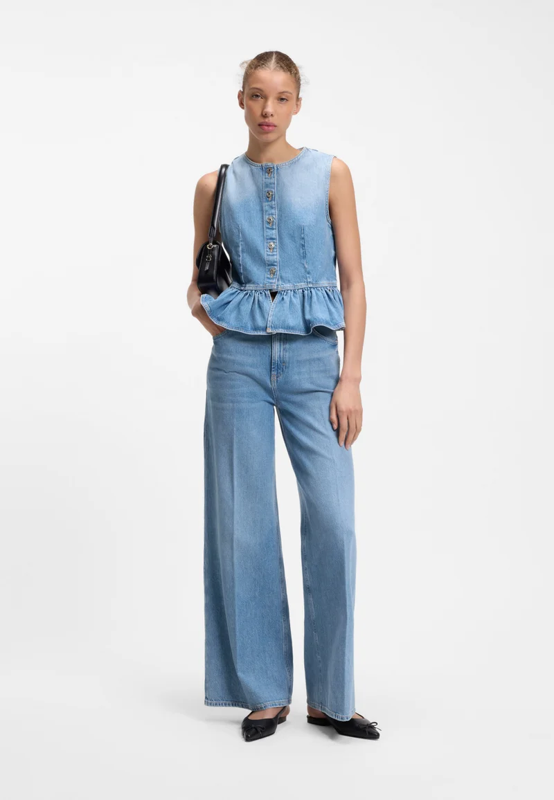 HUGO Blue Wide-leg-fit jeans in light-blue denim for Women | Best Price UAE