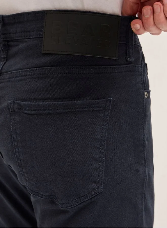 THE BEAR HOUSE Men's Dark Blue with Light Fade Mid-Rise Slim Fit Jeans Classic Comfort With Modern Style, Perfect For Everyday Casual Looks And Effortless Streetwear Vibes