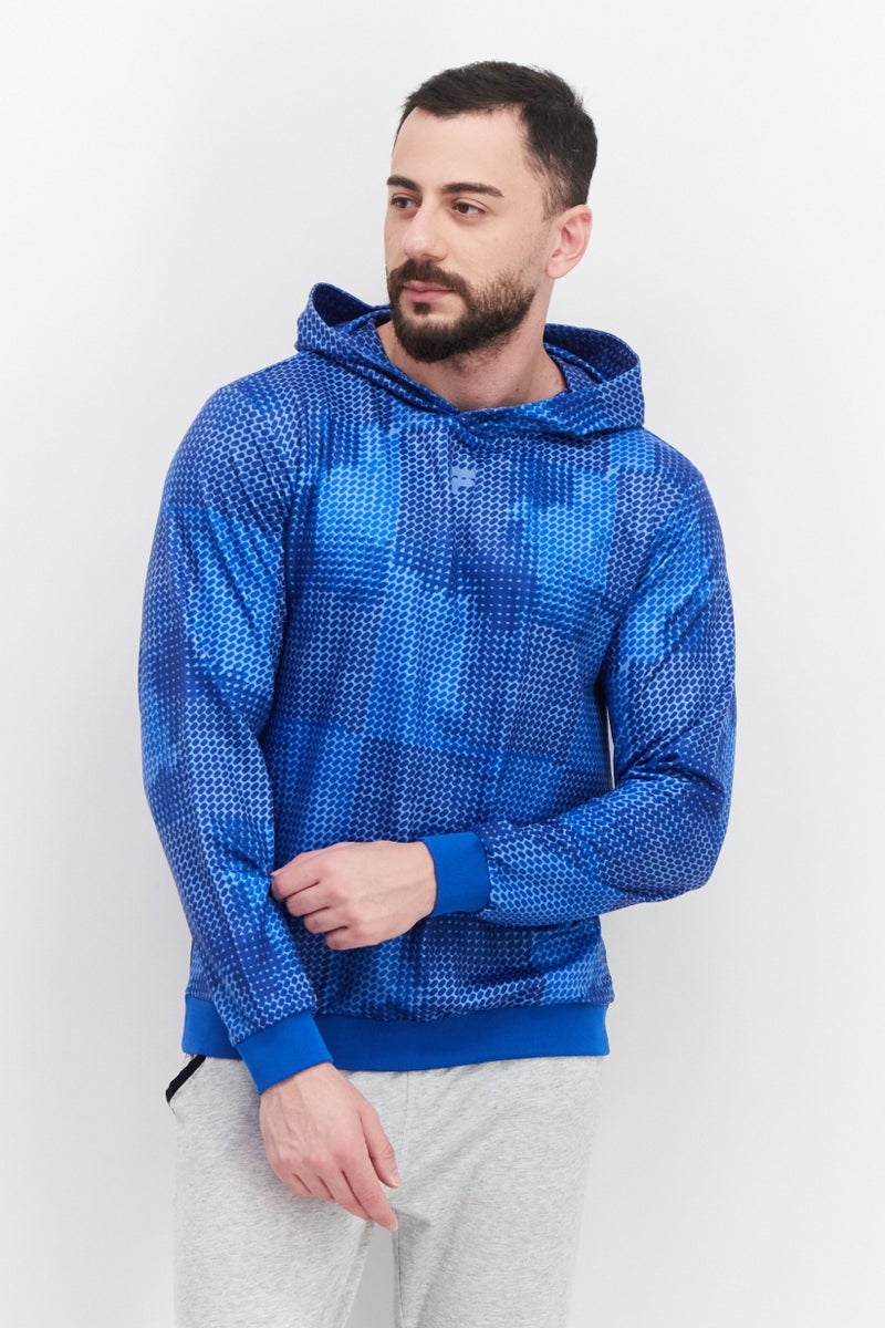 FILA هودي رياضي للرجال برباط، بأكمام طويلة، هوديات تدريب، أزرق - Image 1