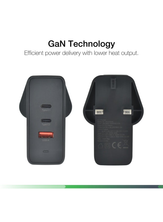 Dviced Wall charger 140W GaN 2 USB-C 1 USB-A UK black - Image 4