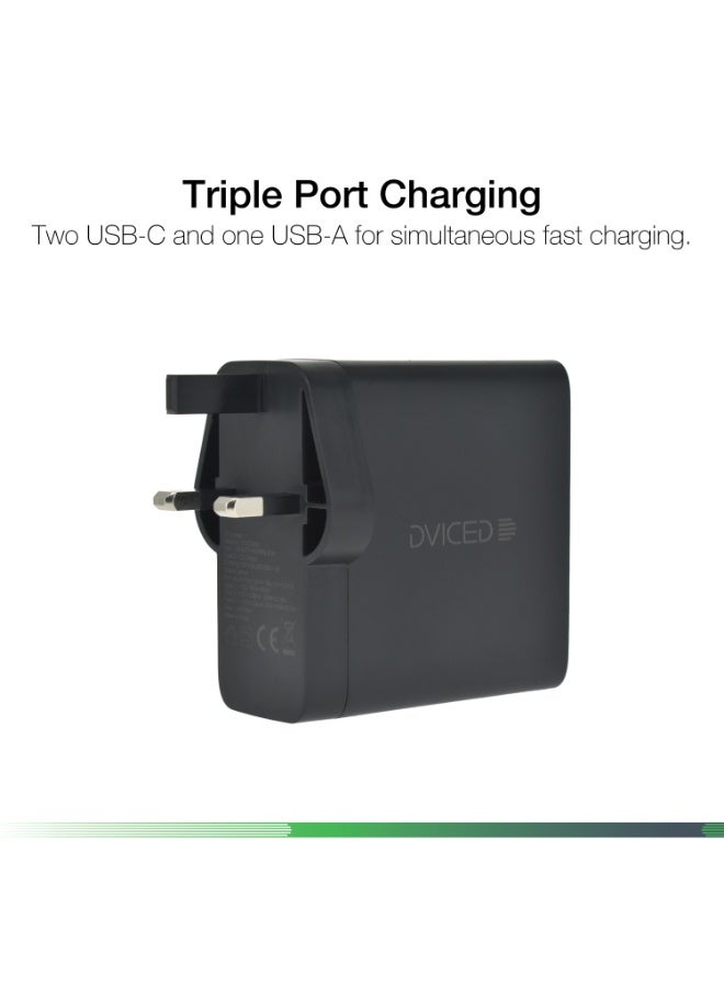Dviced Wall charger 140W GaN 2 USB-C 1 USB-A UK black - Image 3