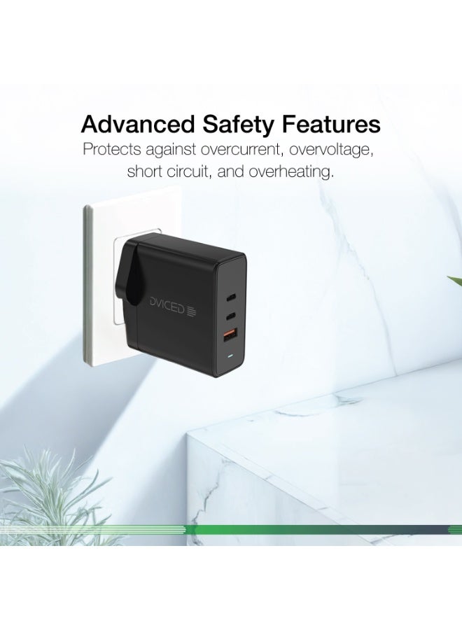 Dviced Wall charger 140W GaN 2 USB-C 1 USB-A UK black - Image 5