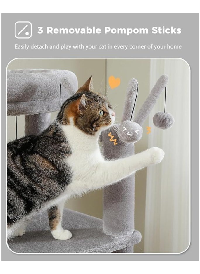 150cm Cactus Cat Tree, Tall Cat Tree for Large Cat, Multi-Level Cat Tower, Cat Tree for Indoor Cats, Cat Condo with Large Hammock, Scratching Post, and 2 Perches (Grey) - pzsku/Z55531AD74AAB92447EC6Z/45/_/1733204003/e27efd49-feae-4021-845c-87481336f9ac