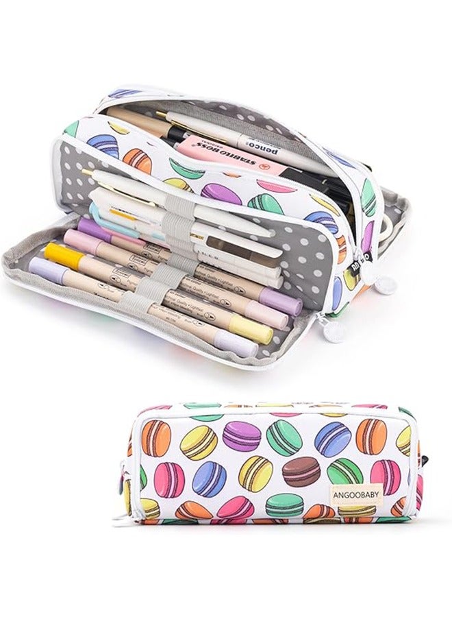 YelaJoy Large Pencil Case Big Capacity 3 Compartments Canvas Pencil Pouch for Teen Boys Girls School Students - Image 1