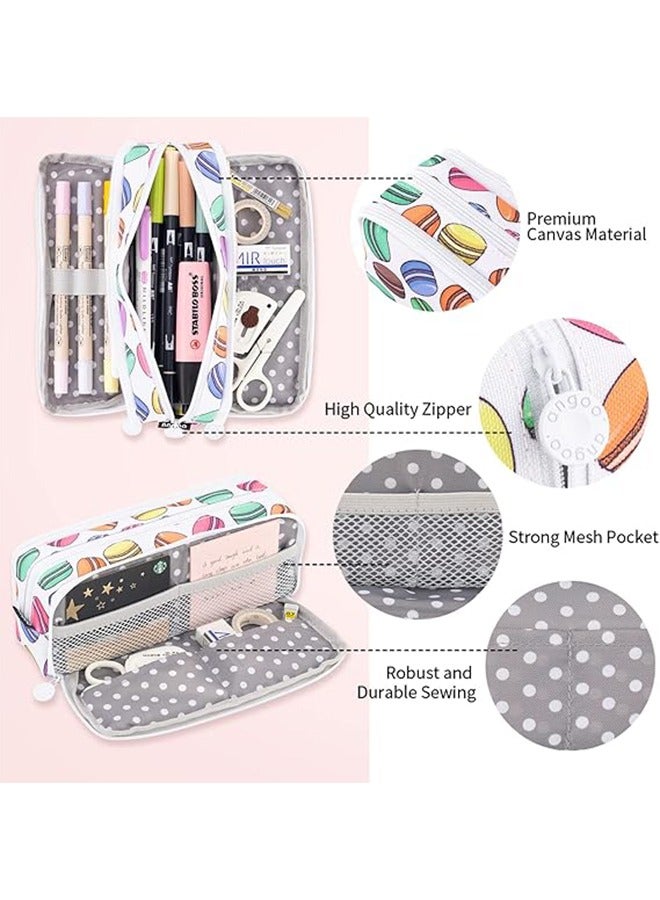 YelaJoy Large Pencil Case Big Capacity 3 Compartments Canvas Pencil Pouch for Teen Boys Girls School Students - Image 2