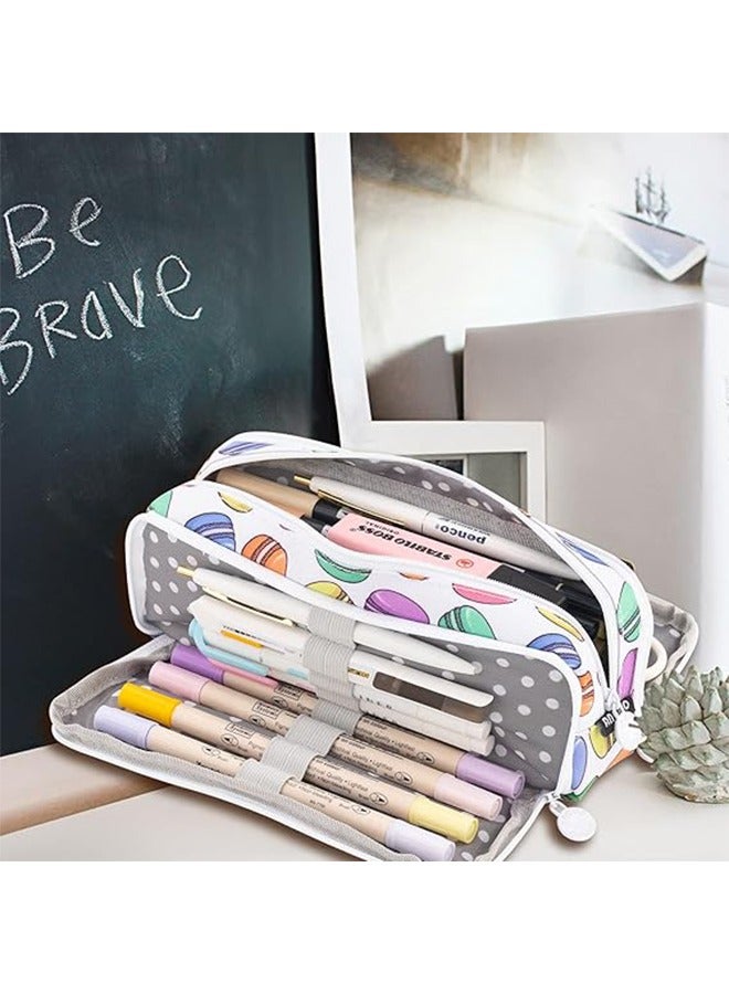 YelaJoy Large Pencil Case Big Capacity 3 Compartments Canvas Pencil Pouch for Teen Boys Girls School Students - Image 4