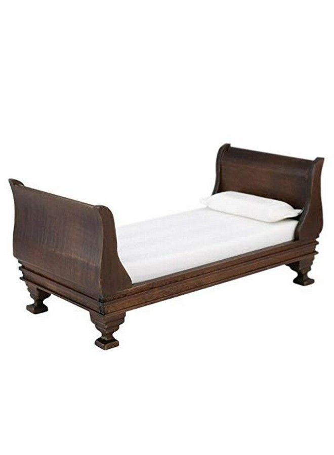EatingBiting 1:12 Dollhouse Miniature Doll Furniture Noble Wooden Single European Style Bed Doll Bed With Bedding And Decorative Pillow - Image 1