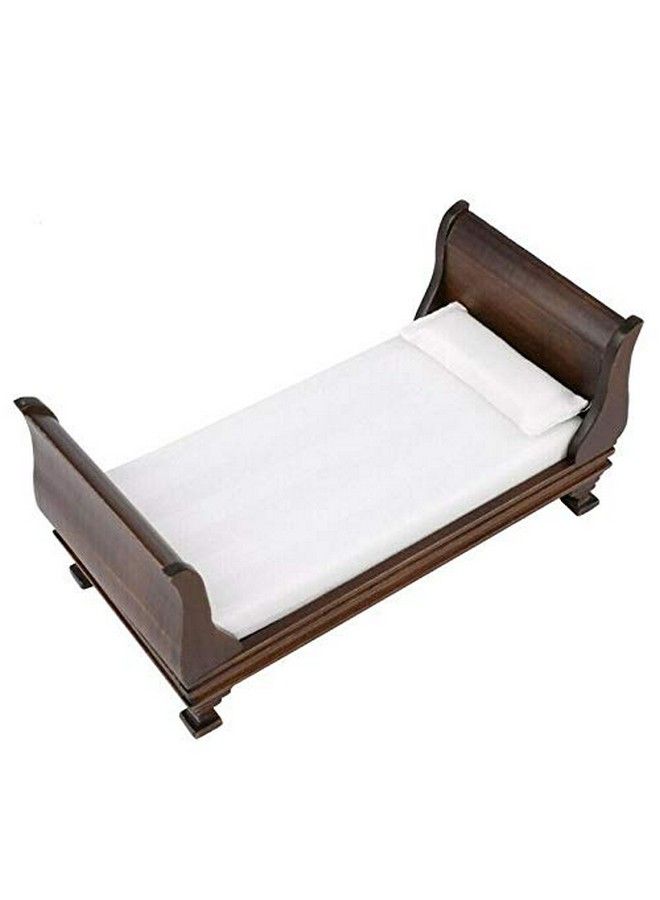 EatingBiting 1:12 Dollhouse Miniature Doll Furniture Noble Wooden Single European Style Bed Doll Bed With Bedding And Decorative Pillow - Image 3