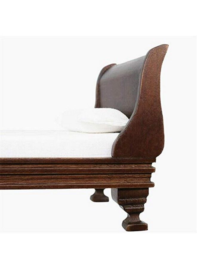 EatingBiting 1:12 Dollhouse Miniature Doll Furniture Noble Wooden Single European Style Bed Doll Bed With Bedding And Decorative Pillow - Image 5