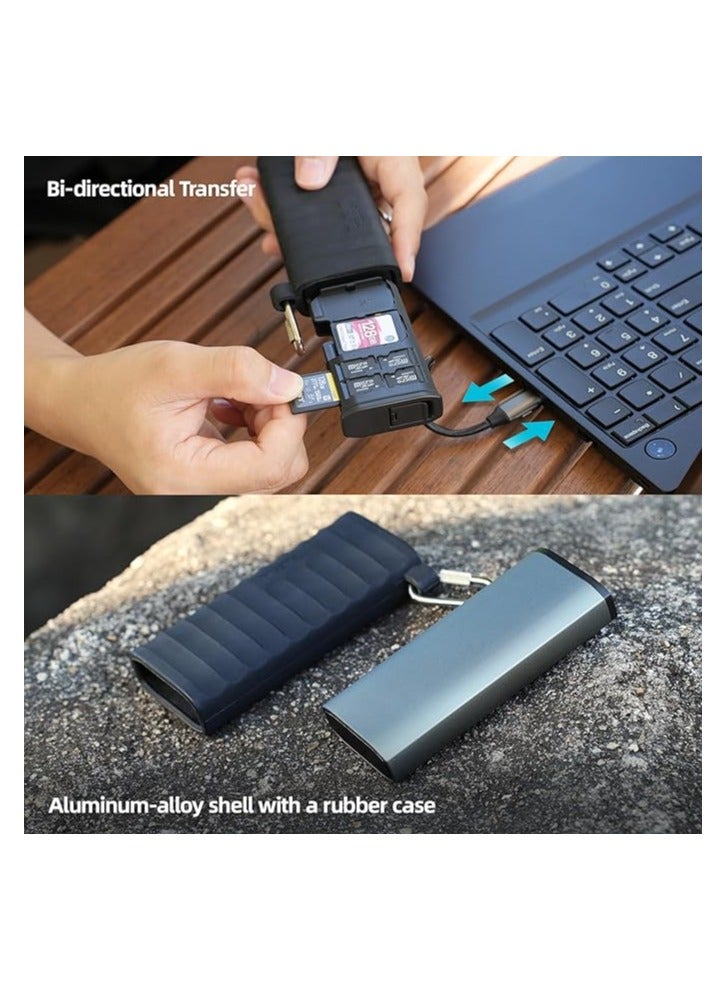 تيليسن تليسـن S6-MCR-01 قارئ بطاقات متعدد الوظائف – بمنفذ مزدوج USB-C / USB-A، متوافق مع بطاقات MicroSD وSD - Image 3